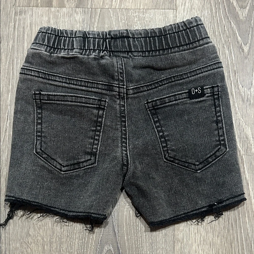 Olive and Scout Charcoal Distressed Kids Shorts - Picture 3 of 3